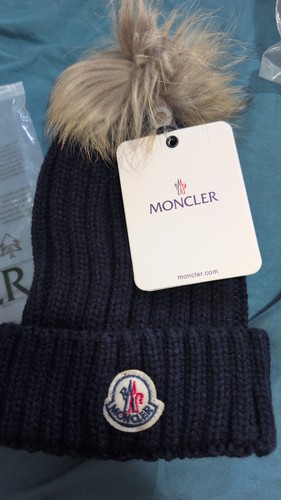 Moncler blue fur pom beanie - fur,